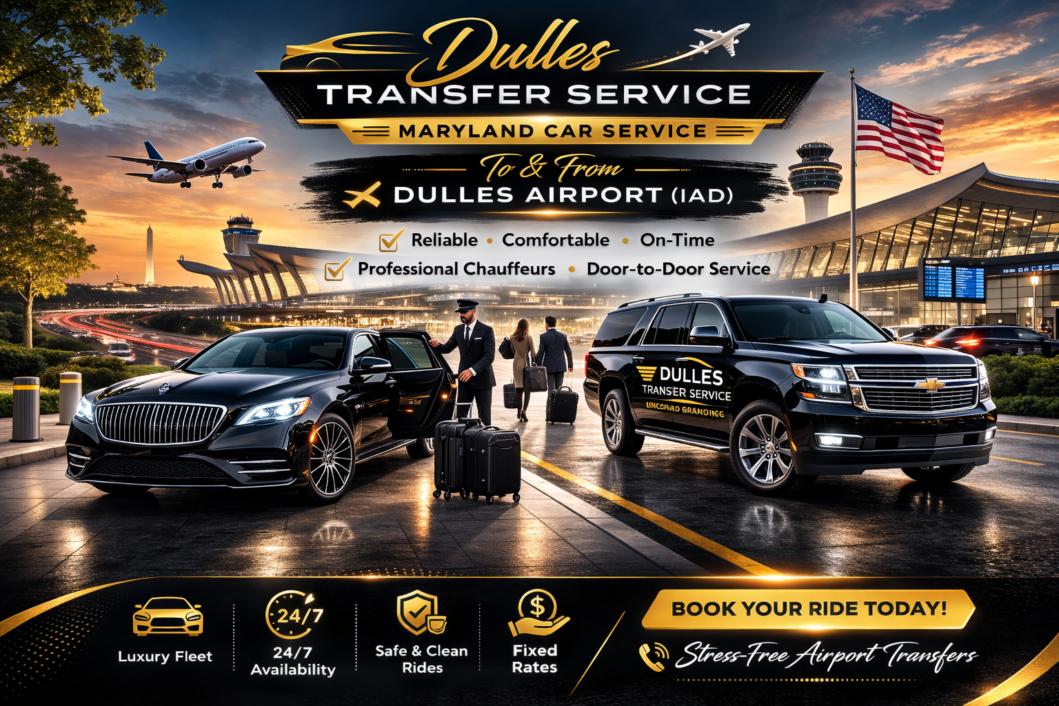 Maryland Car Service To & From Dulles Airport rates